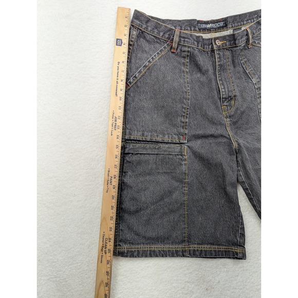 DNM Mecca‎ Carpenter Denim Shorts Vintage Streetwear Pockets Black 42 - Picture 11 of 11